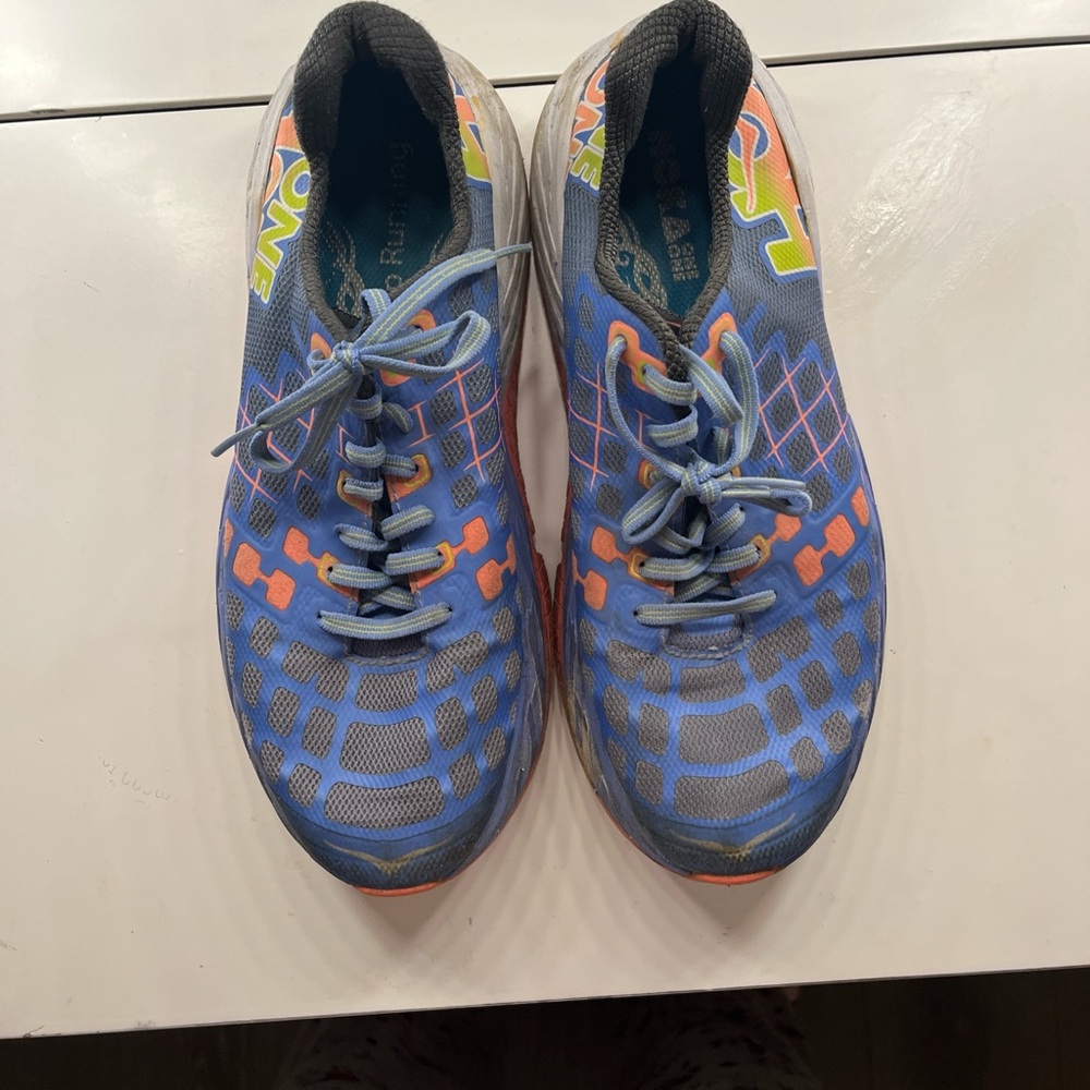 Hoka One One Blue and Orange Athletic Shoes